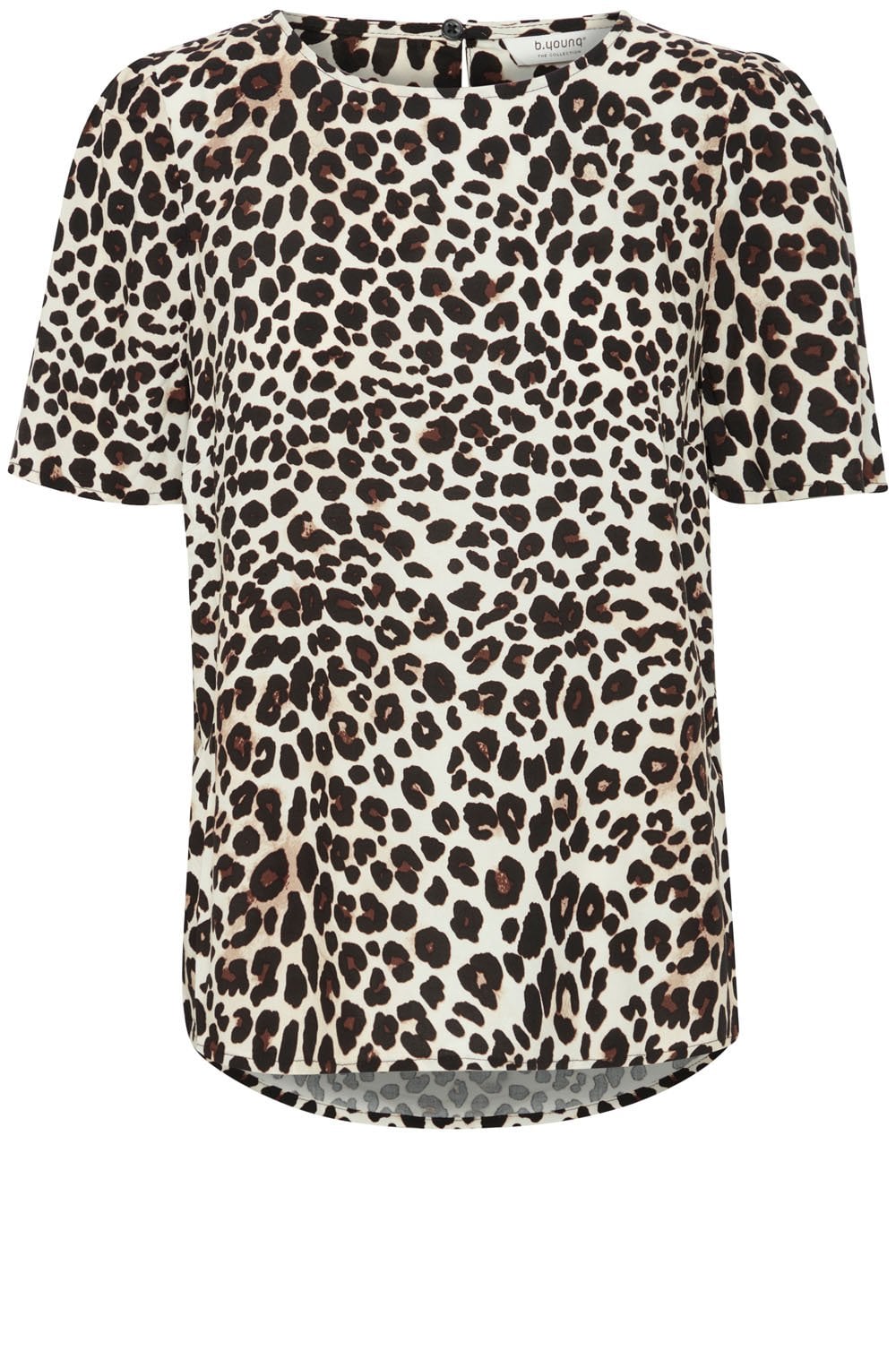 Black Leopard Print Short Sleeve Blouse