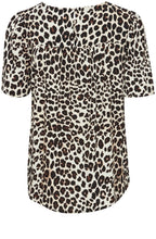 Black Leopard Print Short Sleeve Blouse