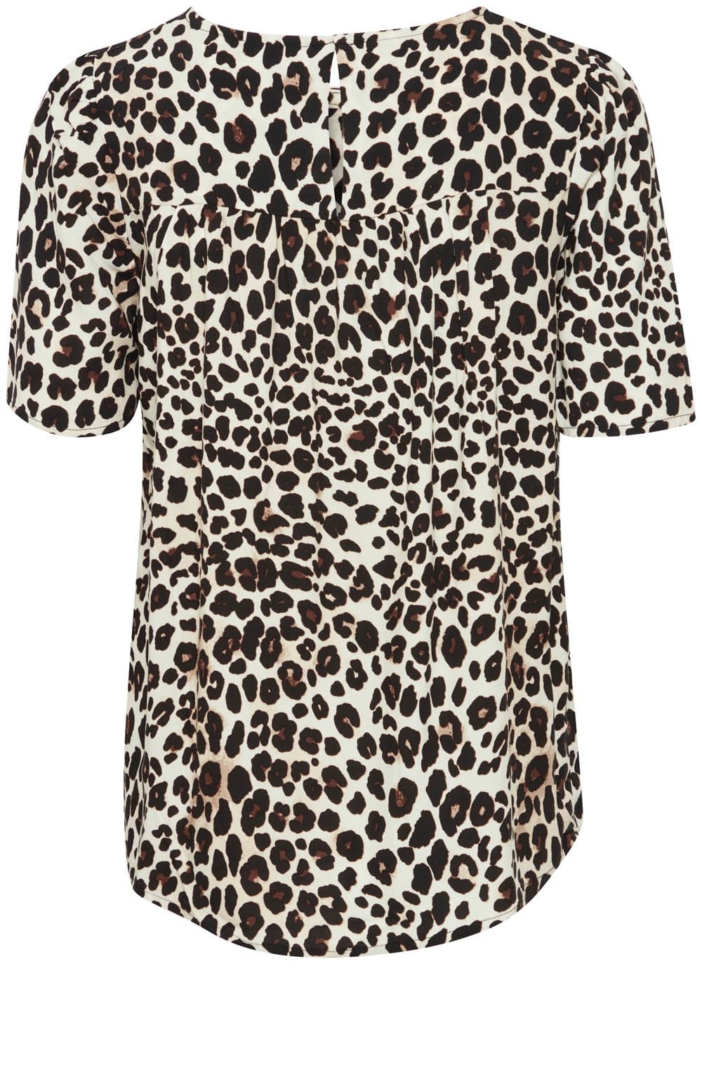 Black Leopard Print Short Sleeve Blouse