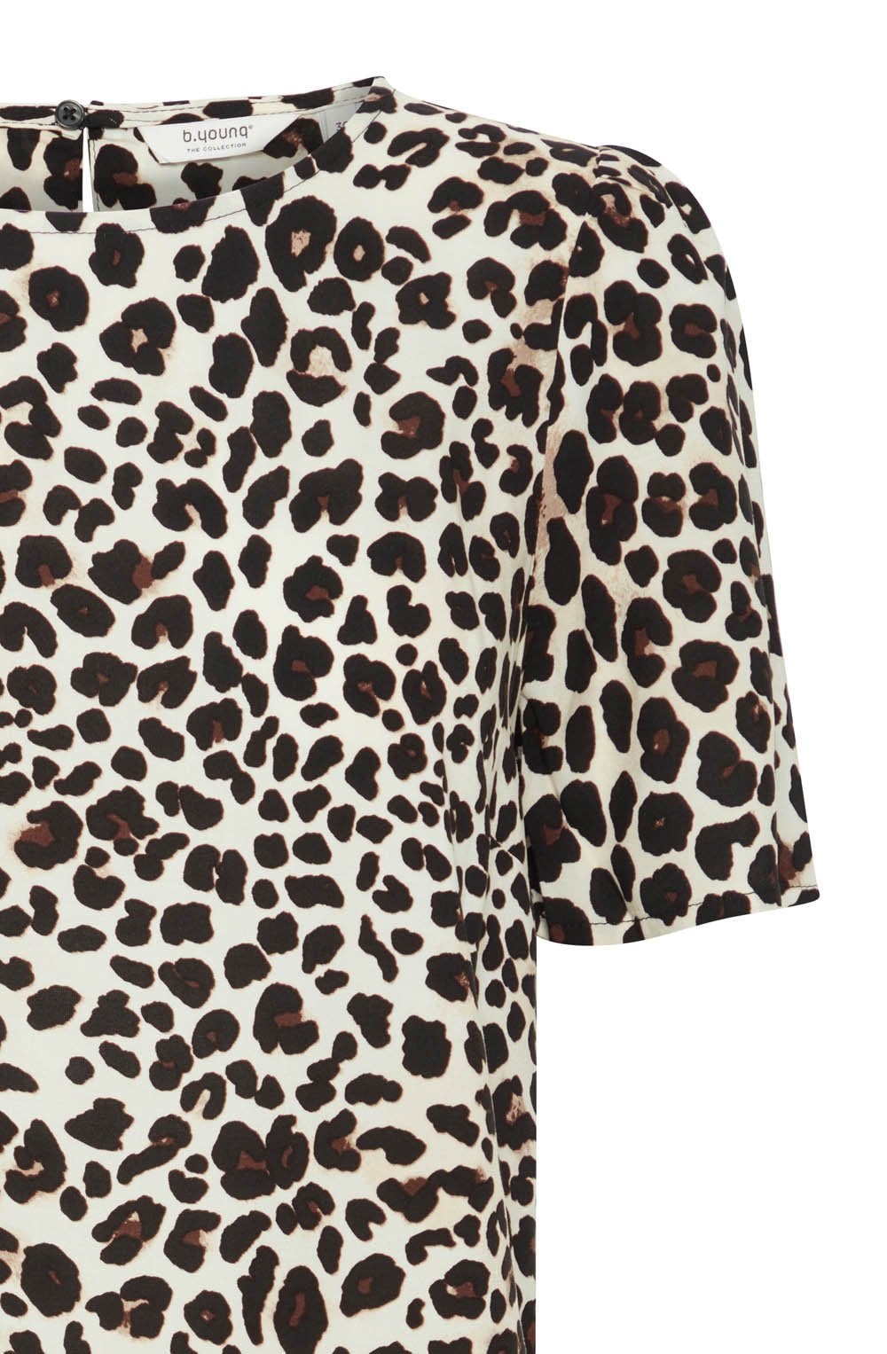 Black Leopard Print Short Sleeve Blouse