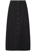 Black Linen Mix Button Down Skirt