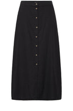 Black Linen Mix Button Down Skirt
