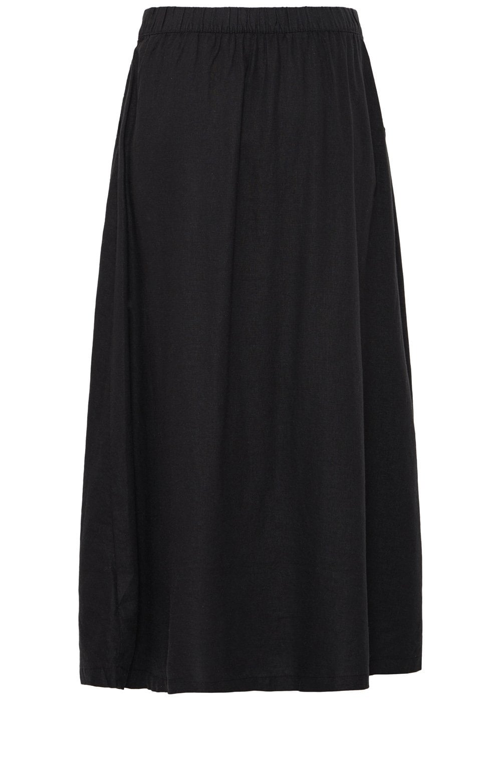 Black Linen Mix Button Down Skirt