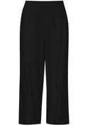 Black Linen Mix Cropped Trousers