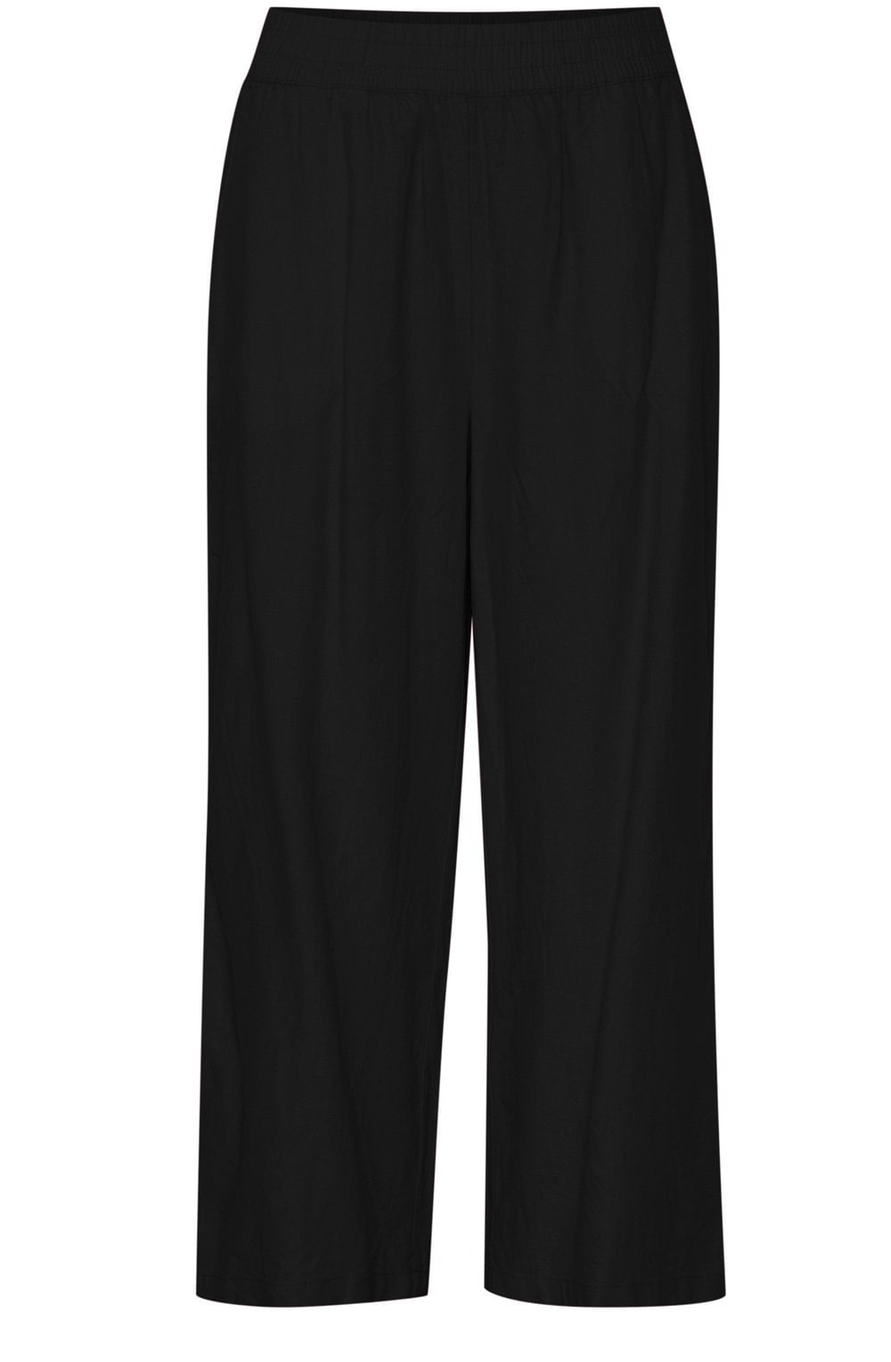 Black Linen Mix Cropped Trousers