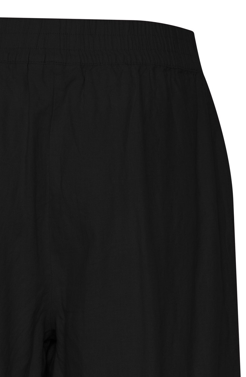Black Linen Mix Cropped Trousers