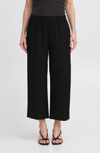 Black Linen Mix Cropped Trousers