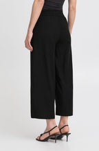 Black Linen Mix Cropped Trousers