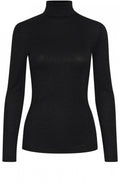 Black Metallic Roll Neck Top