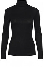 Black Metallic Roll Neck Top