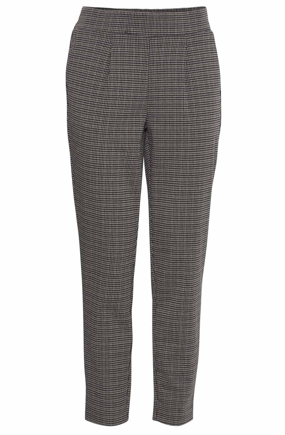 Black Mix Houndstooth Ankle Length Trousers