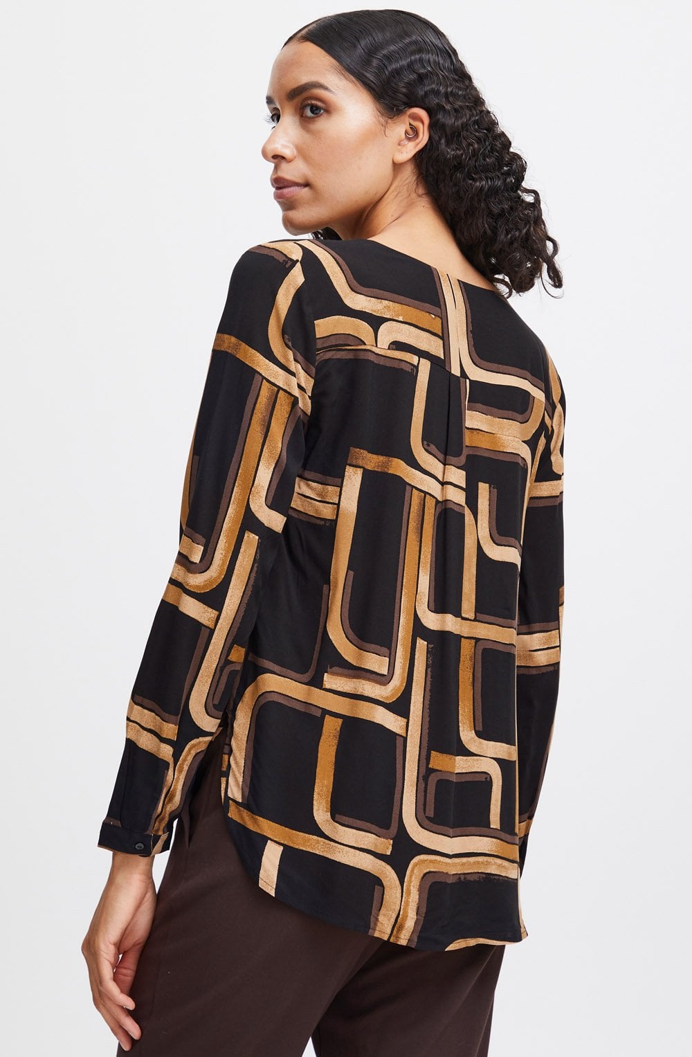 Black Mix Josa Collarless Shirt