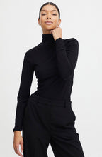 Black Pamila Polo Neck Top