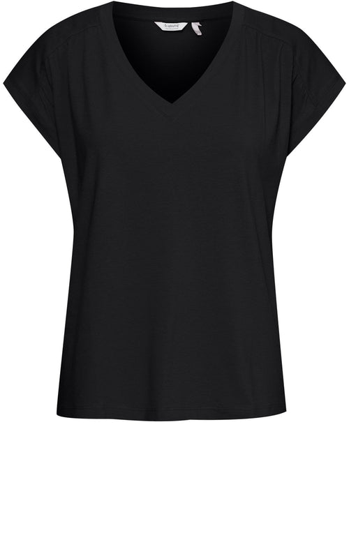 Black Pleated Shoulder Top