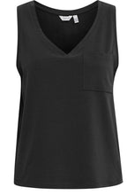 Black Pocket Detail V Neck Vest Top
