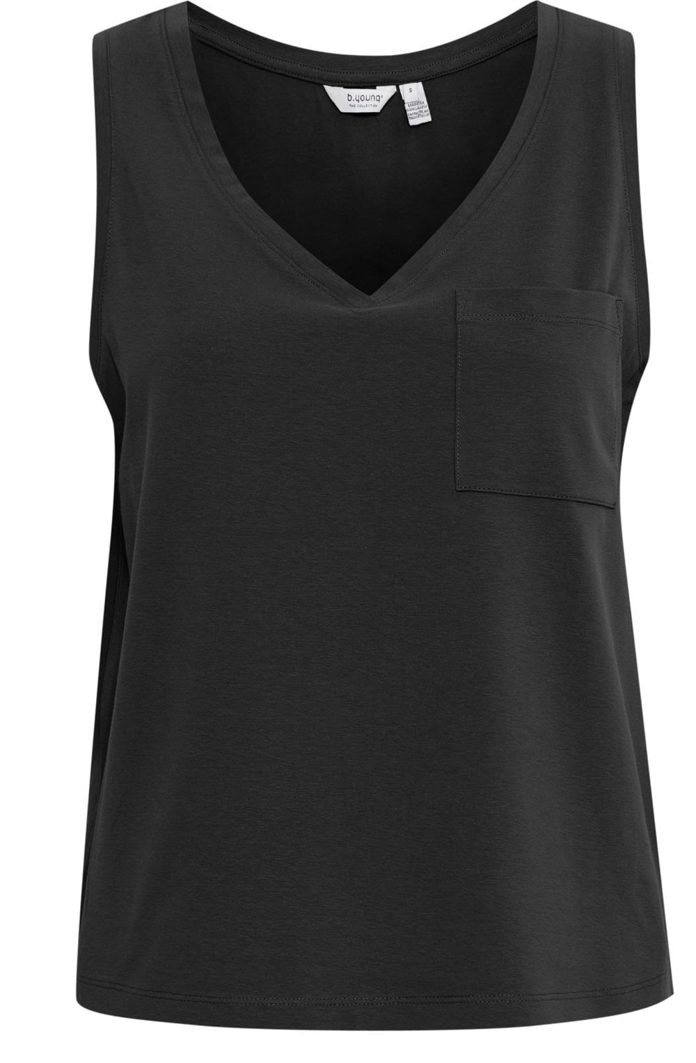 Black Pocket Detail V Neck Vest Top