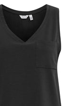 Black Pocket Detail V Neck Vest Top