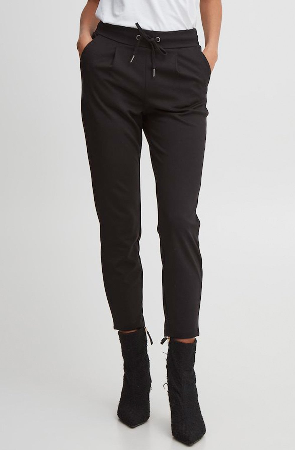 Black Rizetta Ankle Length Trousers
