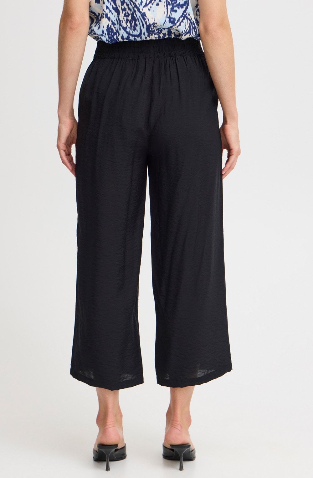 Black Satin Touch Cropped Trousers