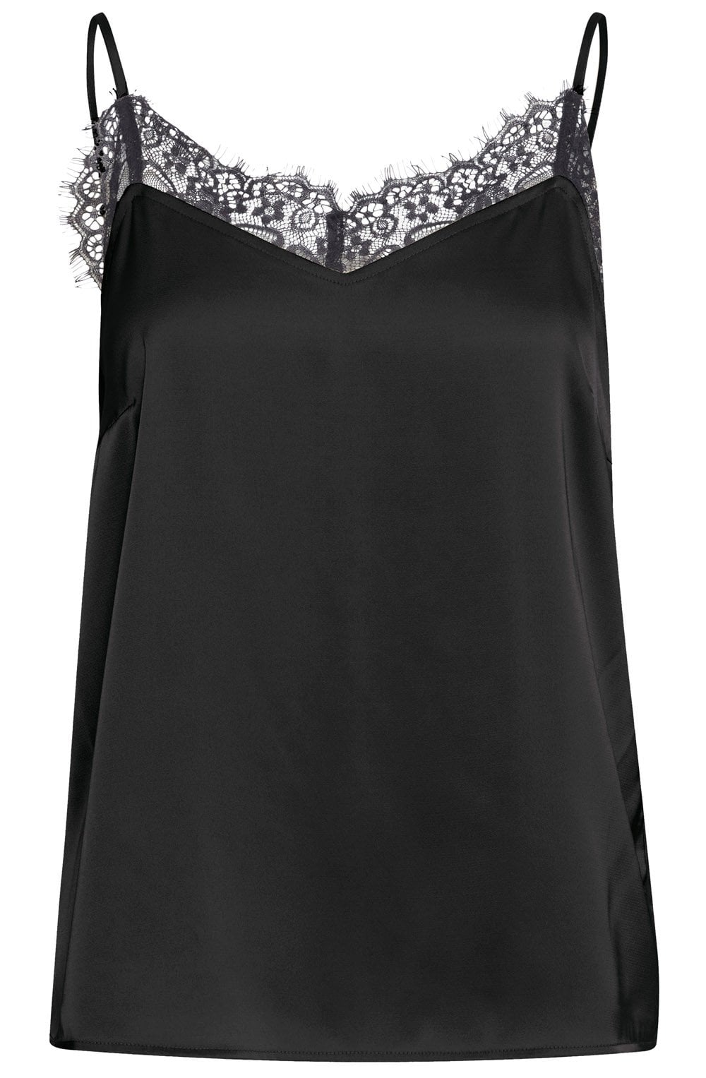Black Satin Touch Lace Camisole