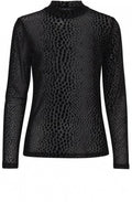 Black Sheer Dot Print Top