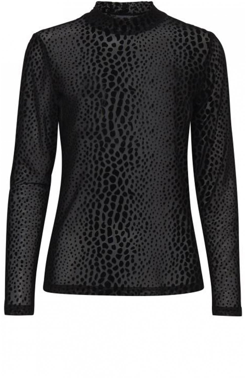 Black Sheer Dot Print Top