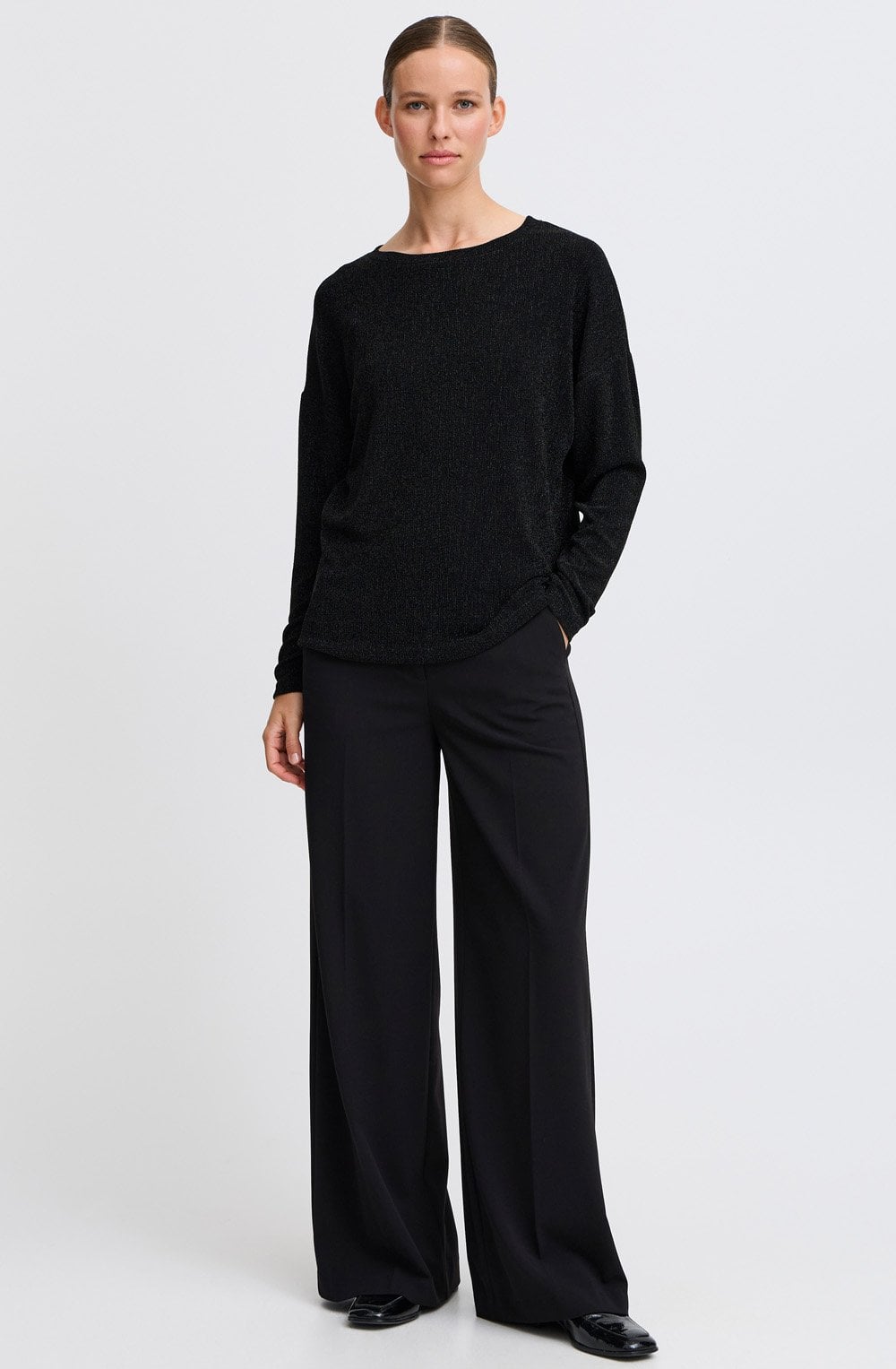 Black Shimmer Batwing Top