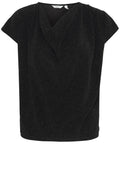 Black Shimmer Draped Neck Top