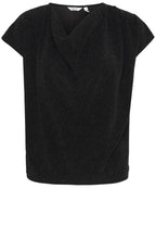 Black Shimmer Draped Neck Top