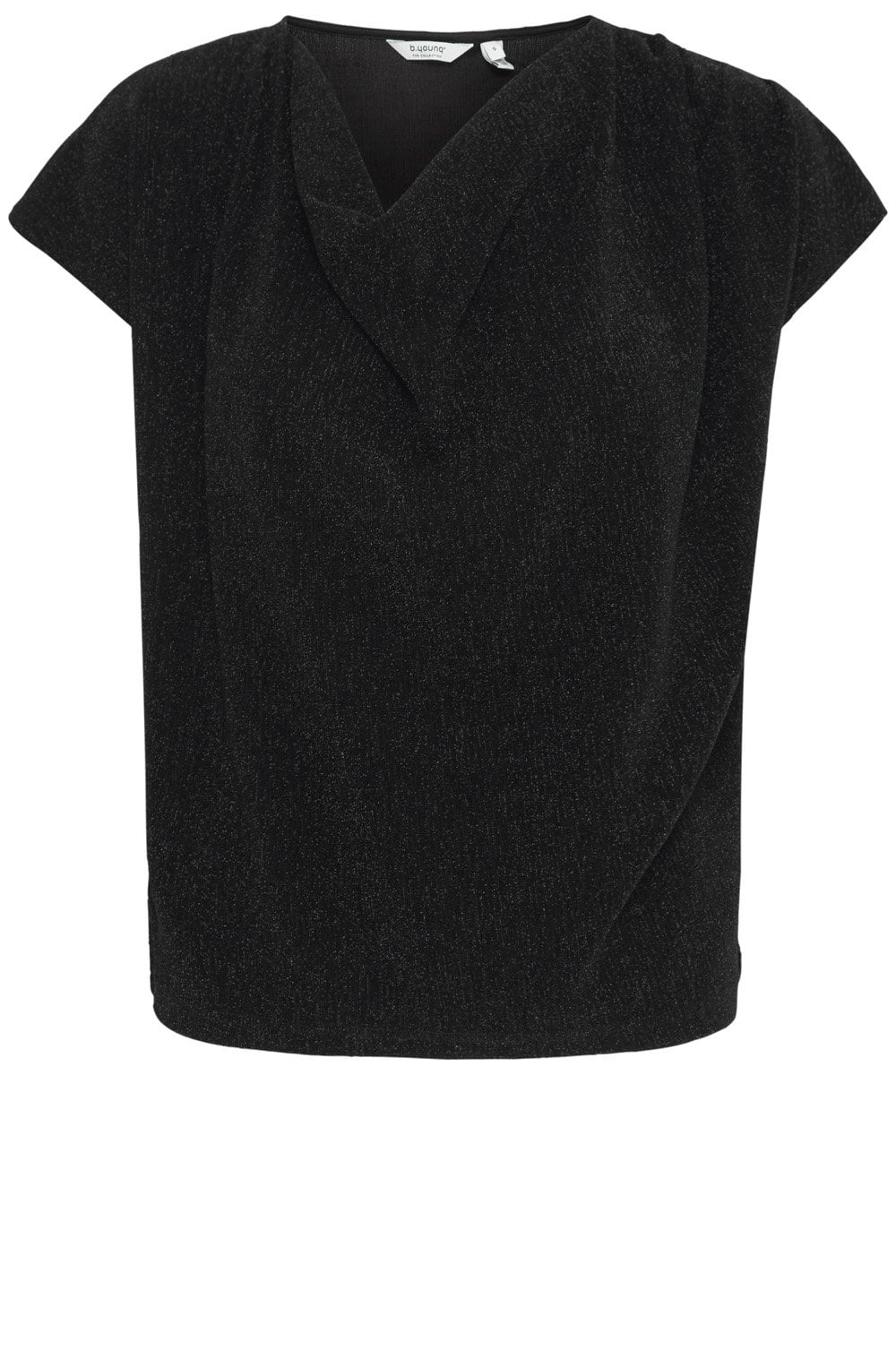 Black Shimmer Draped Neck Top
