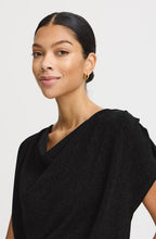 Black Shimmer Draped Neck Top