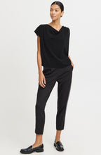 Black Shimmer Draped Neck Top