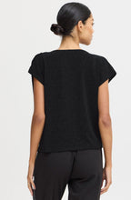 Black Shimmer Draped Neck Top