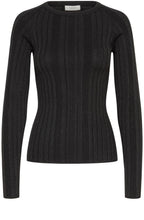 Black Shimmer Ribbed Knit Jumper
