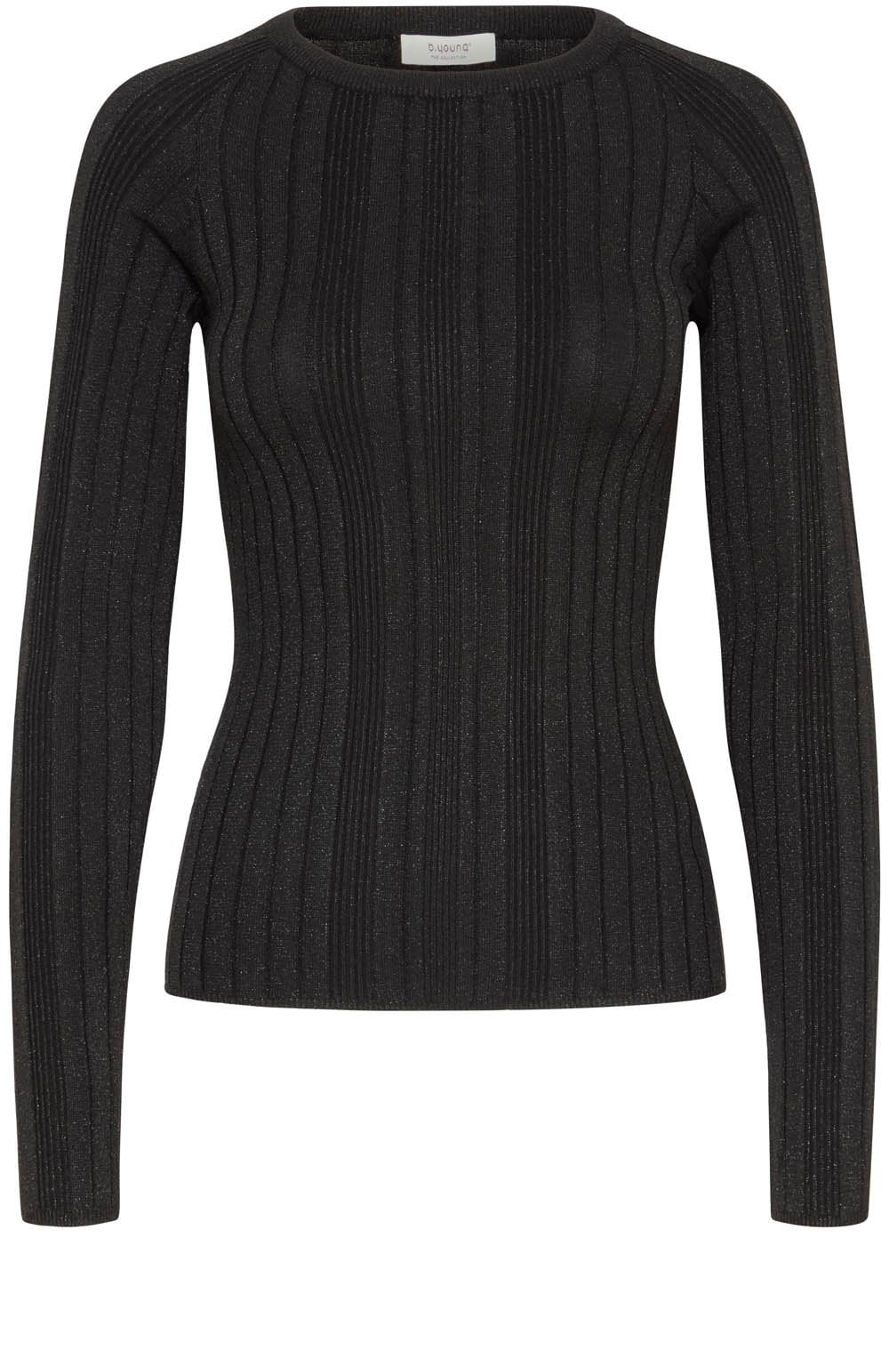 Black Shimmer Ribbed Knit Jumper