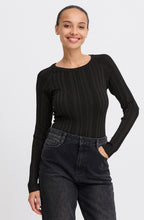Black Shimmer Ribbed Knit Jumper