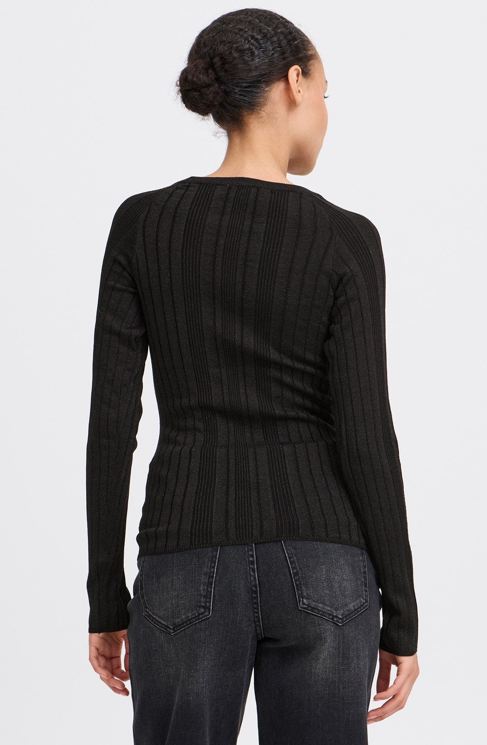 Black Shimmer Ribbed Knit Jumper