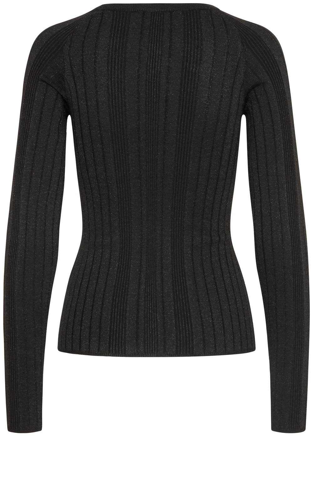 Black Shimmer Ribbed Knit Jumper