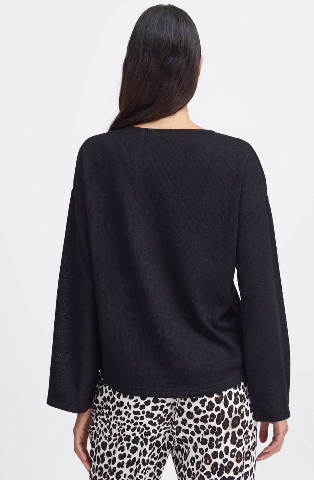 Black Textured Knit Pullover