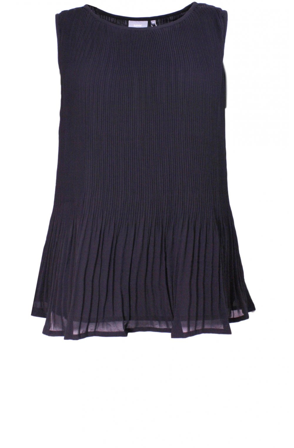 Black Textured Pleated Top
