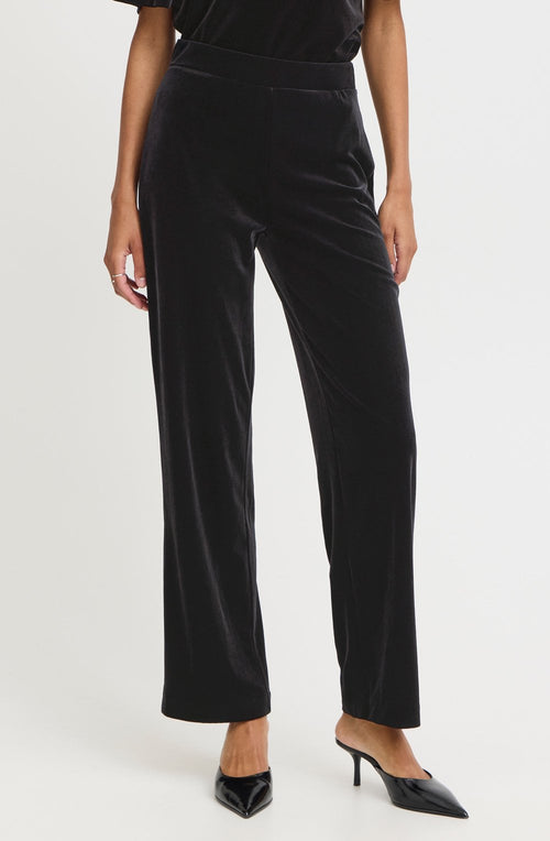 Black Velvet Wide Leg Trousers