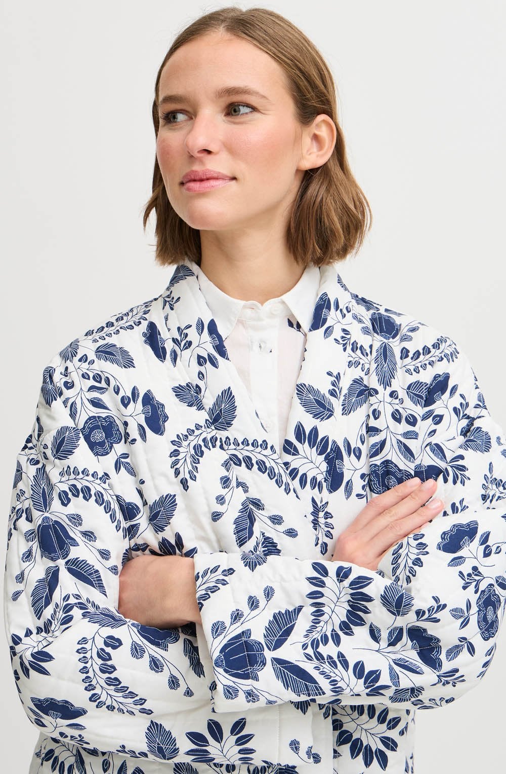 Blue Flower Quilted Kimono