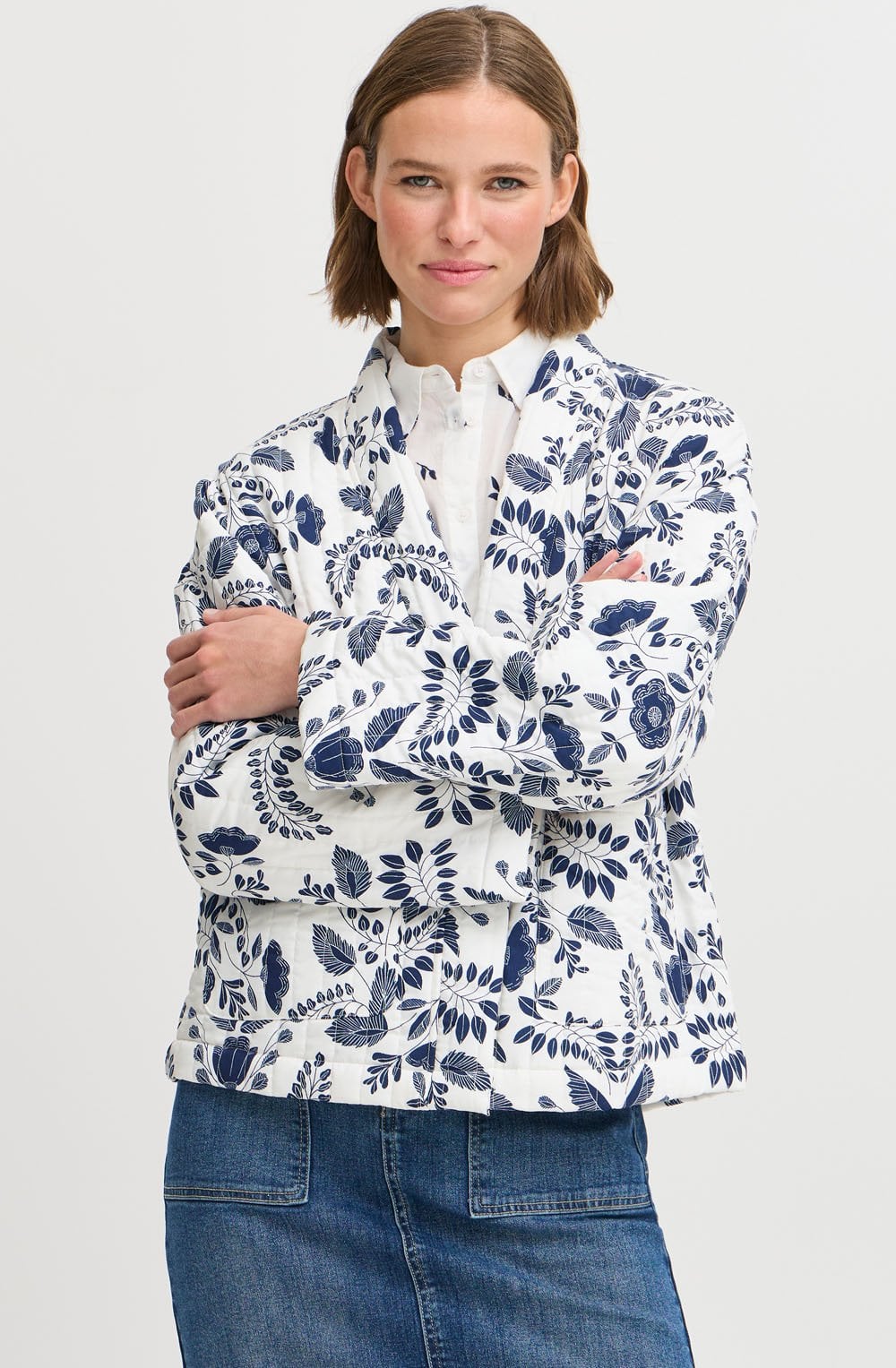 Blue Flower Quilted Kimono