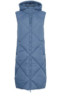 Blue Horizon Below Knee Length Diamond Puffer Waistcoat