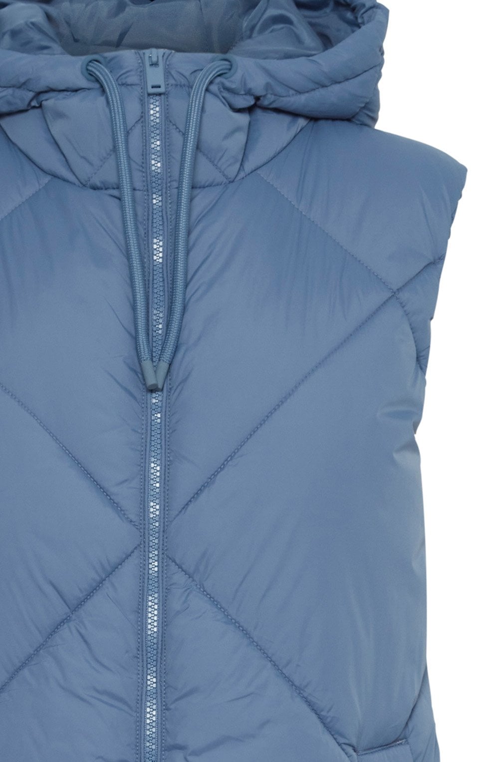 Blue Horizon Below Knee Length Diamond Puffer Waistcoat