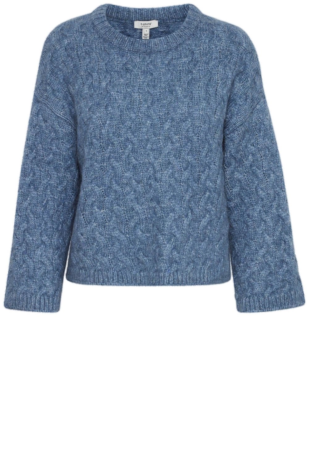 Blue Horizon Cable Knit Round Neck Jumper