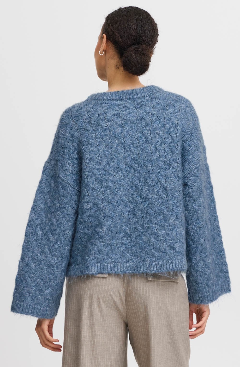 Blue Horizon Cable Knit Round Neck Jumper