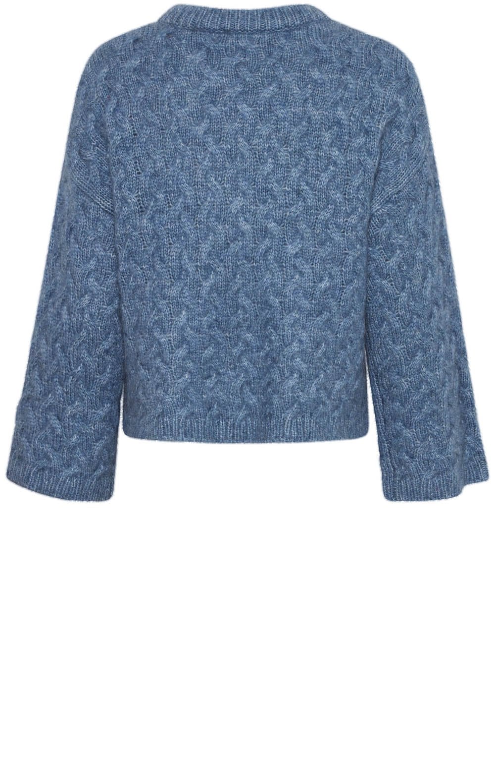 Blue Horizon Cable Knit Round Neck Jumper