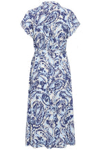 Blue Paisley Belted Shirt Dress