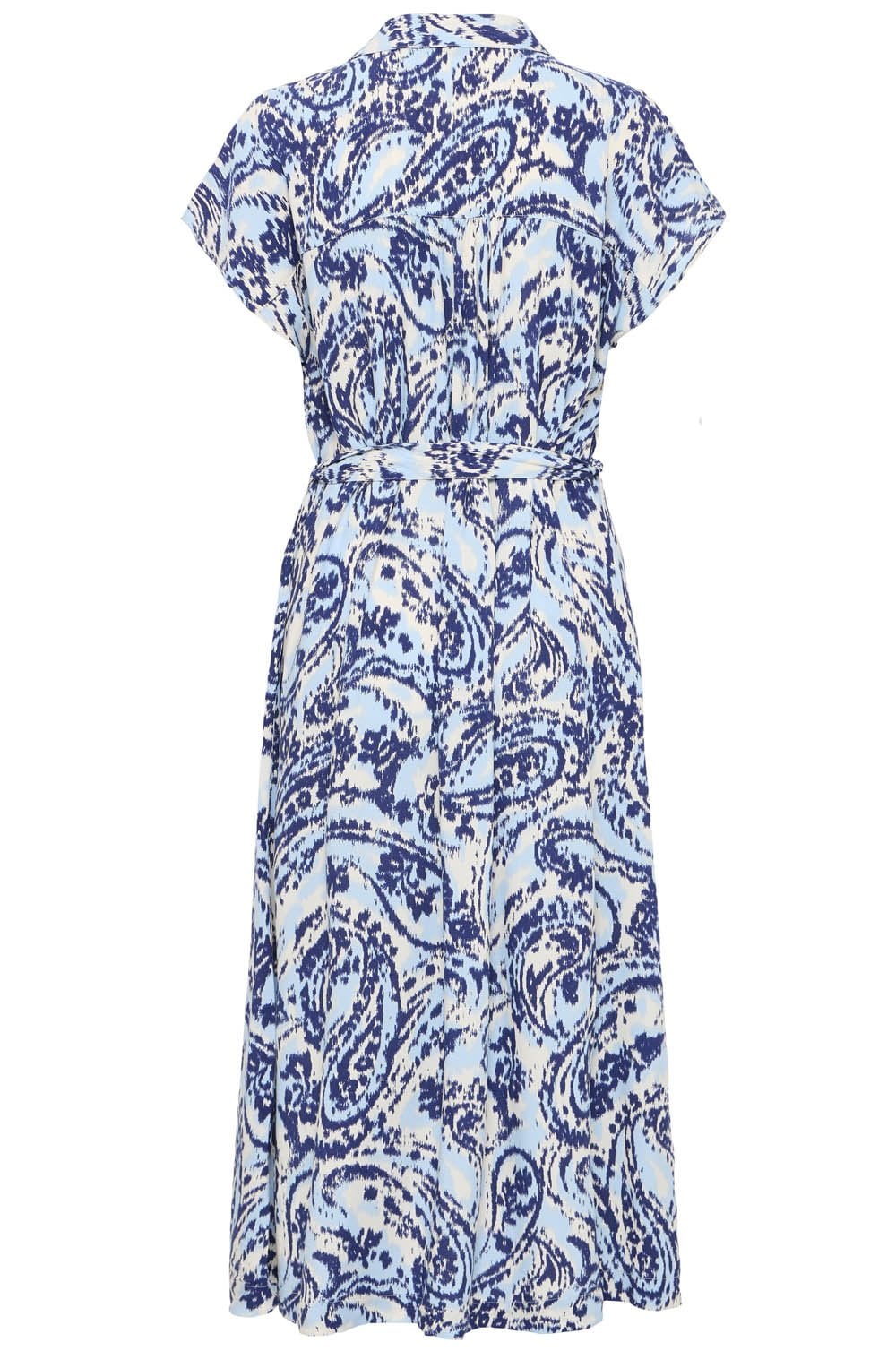 Blue Paisley Belted Shirt Dress